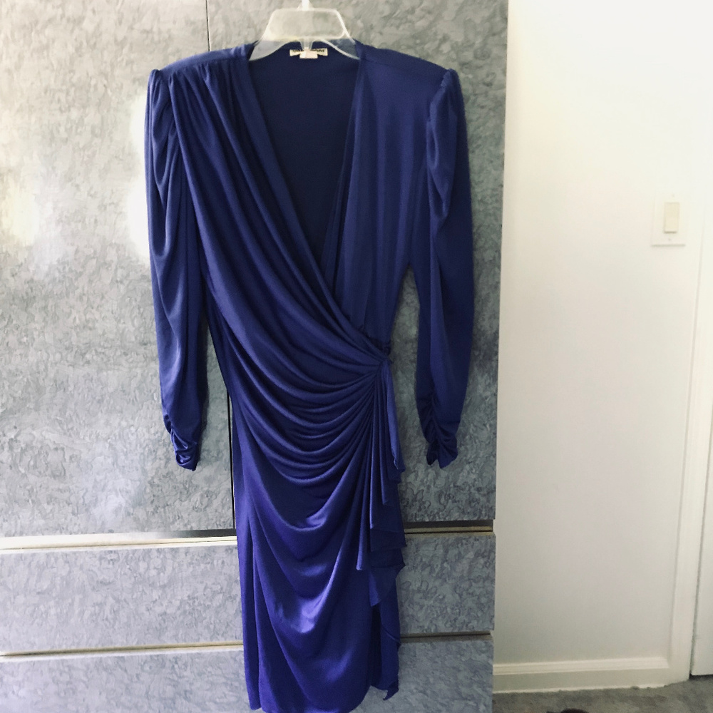 Vintage Blue Wrap Around Dress-Size 9